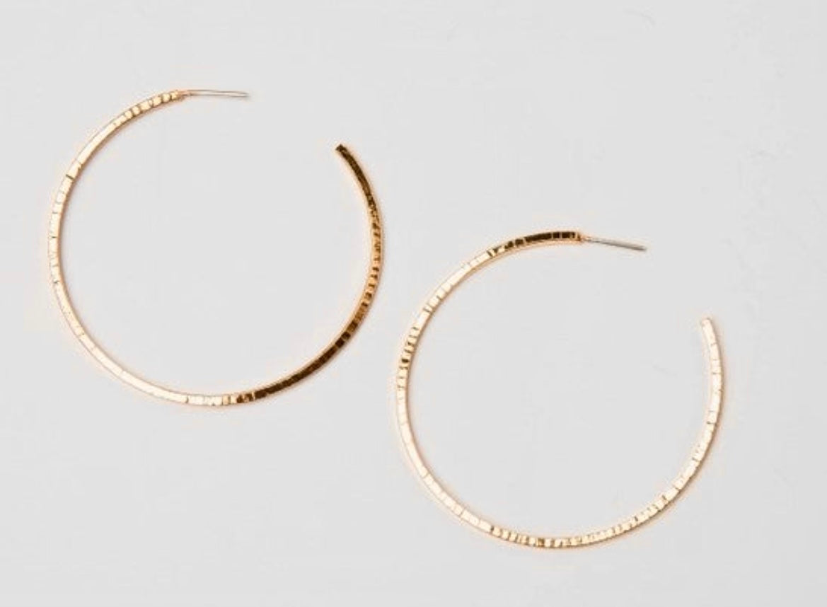 "Tashi" Thin Hammered Hoops