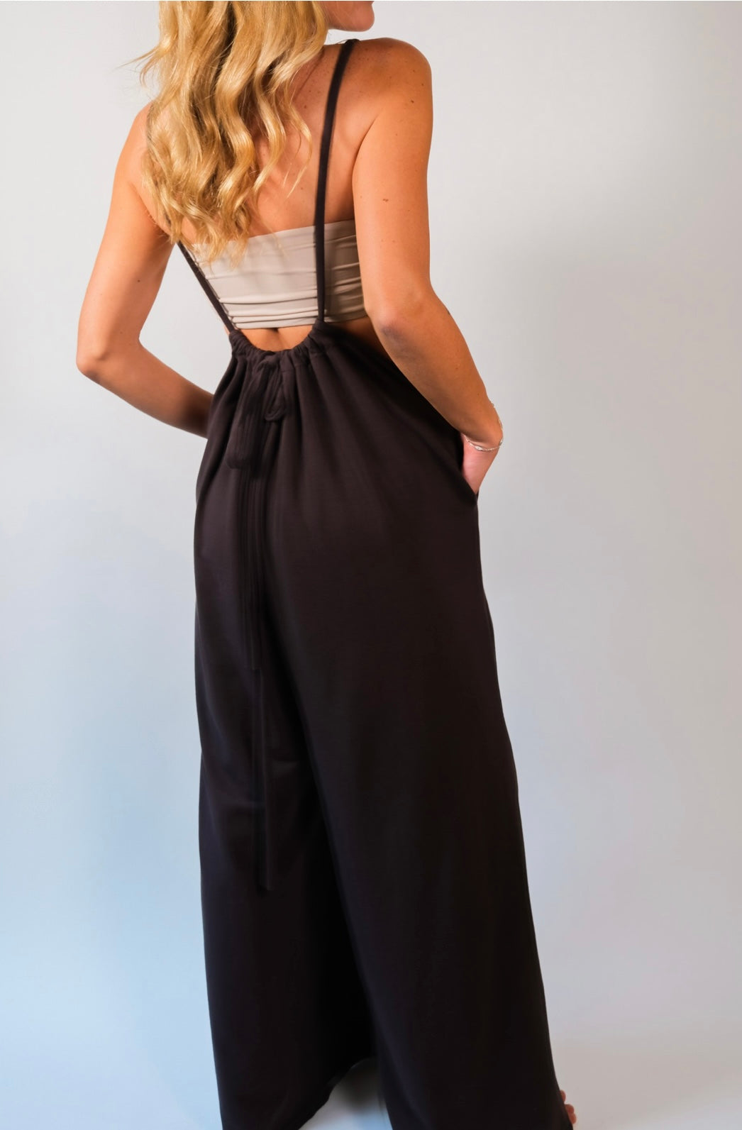 "Dalia" Mocha wide leg adjustable jumper