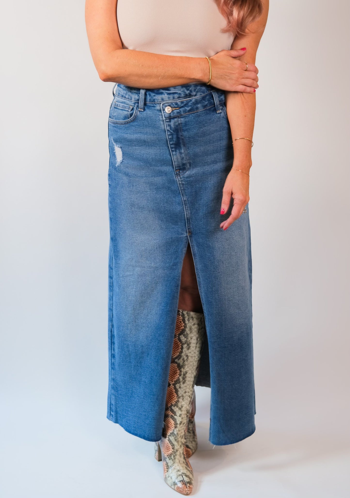 "Lilo" Denim Crossed Waist Skirt