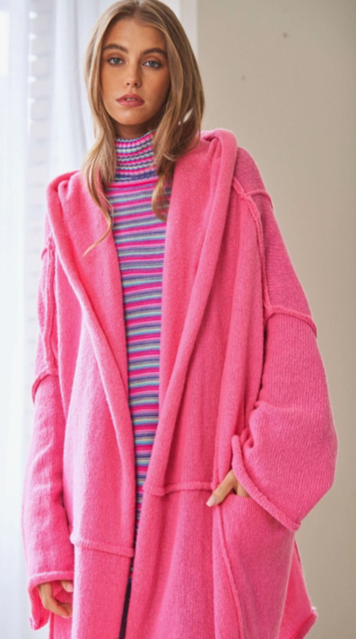 "Pinking Of You" Oversized Cardigan